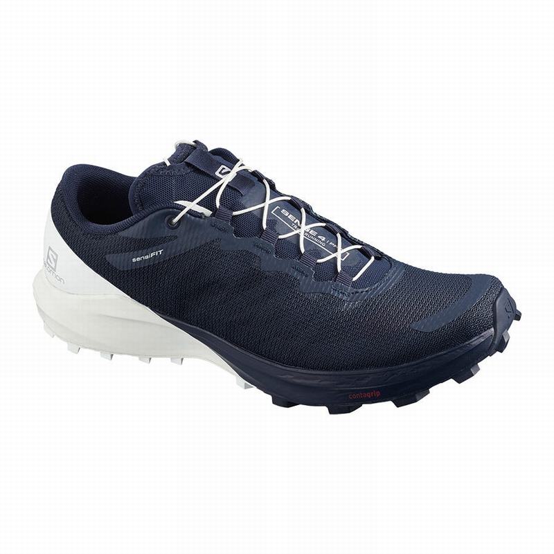 Salomon SENSE PRO 4 Zapatillas Trail Running Mujer - Azul Marino / Blancas - Colombia (92681-DHUF)